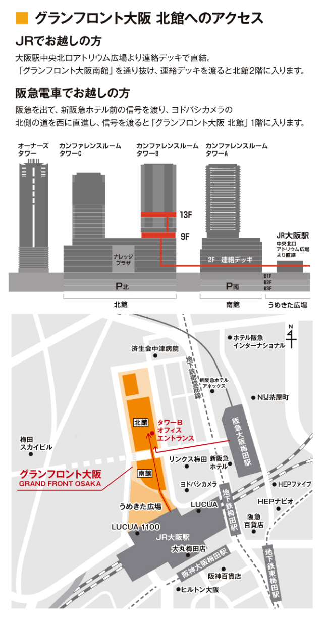 グランフロント北館へのアクセスガイド